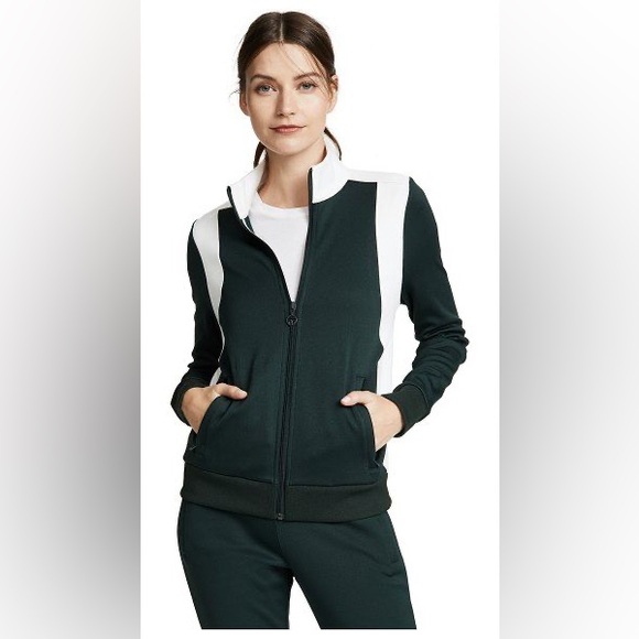 Tory Burch Sport Colorblock Tracksuit Matching Set Green White Pants(NWT) Size S - Picture 1 of 10